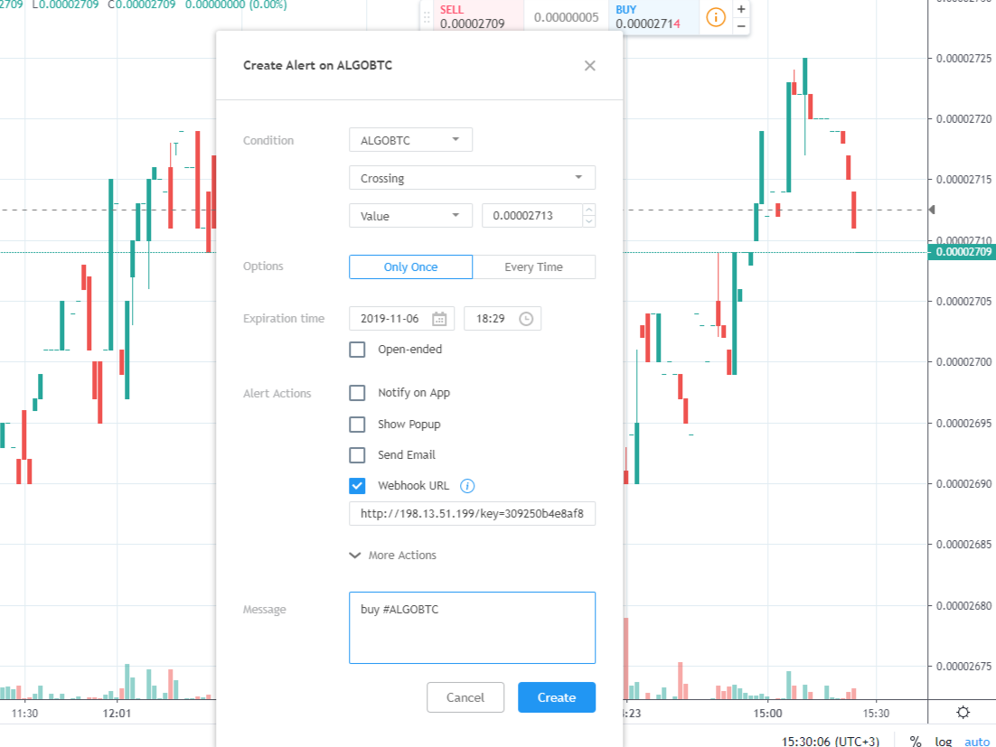 from tradingview using webhooks