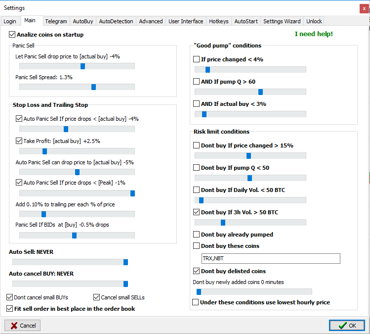 Main Settings Moon Bot Settings Main Tab
